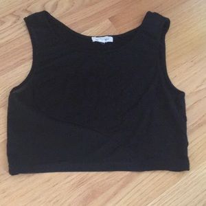 Black crop top with mesh design